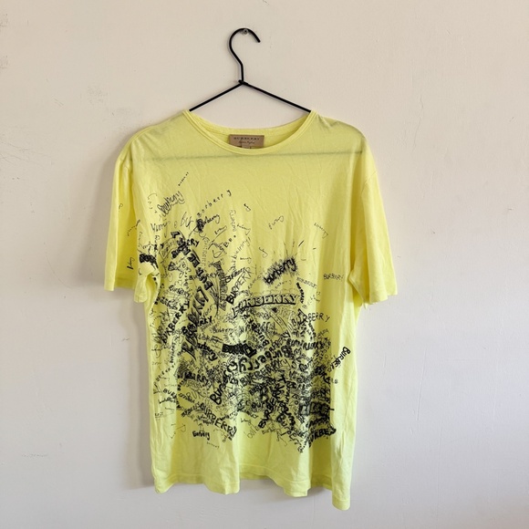Burberry Yellow Rydon Scribble Graphic Crew T-Shirt M - Picture 2 of 7